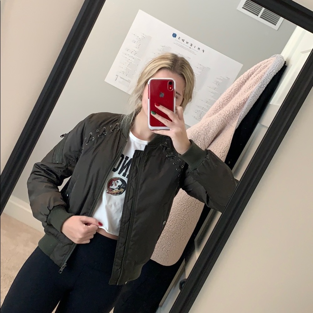 Steve Madden Army Green Bomber Jacket - Picture 6 of 6